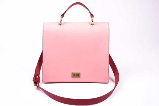 Rose Pink leather shoulder bag