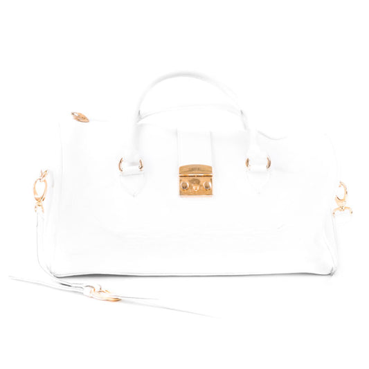 Mid zip white duffy travel handbag (Used)