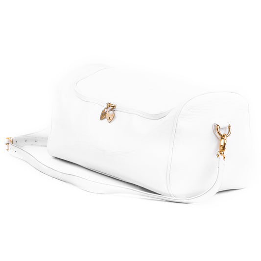 Side Zip White Duffy Travel Bag