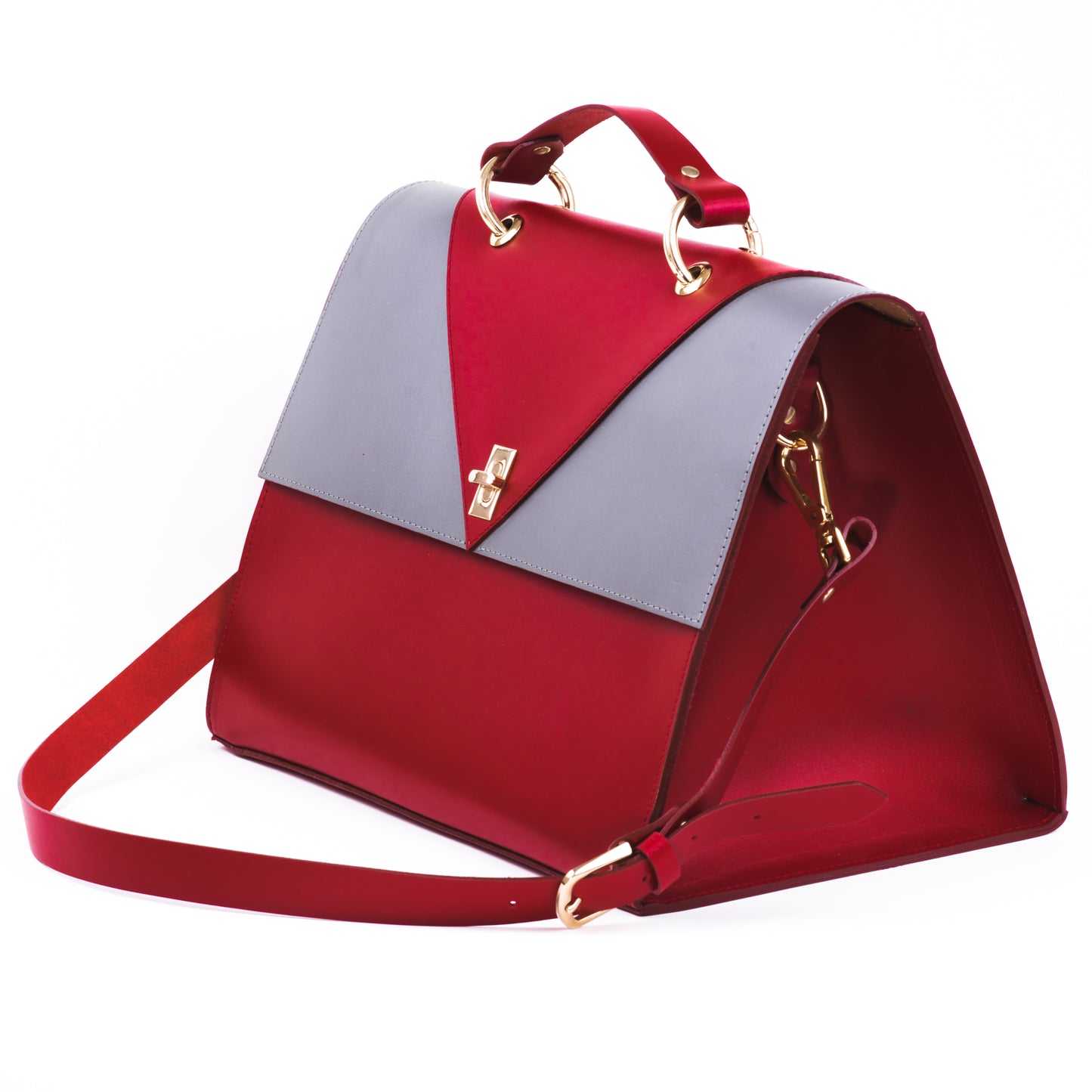 Persian Red Grey Leather Handbag