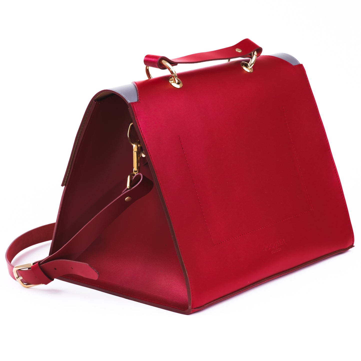 Persian Red Grey Leather Handbag